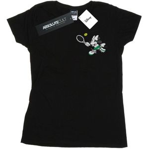 Disney Dames/Dames Minnie Mouse Tennis Borstprint Katoenen T-Shirt (M) (Zwart)