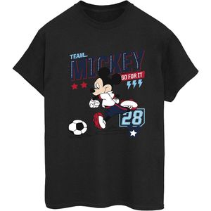 Disney Dames/Dames Mickey Mouse Team Mickey Voetbal Katoenen Vriendje T-shirt (M) (Zwart)