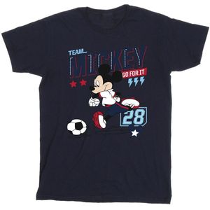 Disney Heren Mickey Mouse Team Mickey Voetbal T-shirt (M) (Marineblauw)