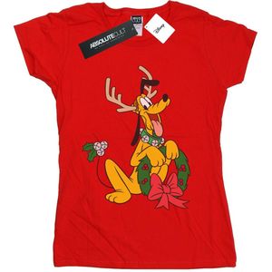Disney Dames/Dames Pluto Kerst Rendier Katoenen T-Shirt (XXL) (Rood)
