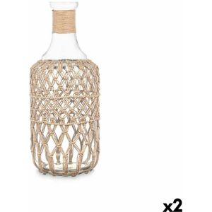 Fles Decoratief Transparant Natuurlijk Glas Touw 19 x 48 cm (2 Stuks)