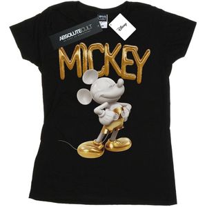 Disney Dames/Dames Mickey Mouse Gouden standbeeld Katoenen T-Shirt (S) (Zwart)
