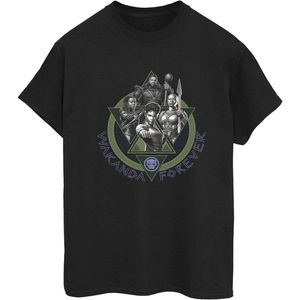 Marvel Dames/Dames Black Panther Wakanda Forever Groep Ring Pose Katoenen Vriendje T-shirt (XXL) (Zwart)