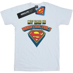 DC Comics Jongens Superman Mijn vader is onverwoestbaar T-Shirt (128) (Wit)