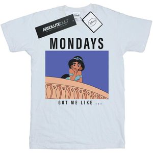 Disney Princess Meisjes Jasmine Mondays Got Me Like Katoenen T-Shirt (140-146) (Wit)