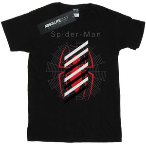 Marvel Meisjes Spider-Man Logo Strepen Katoenen T-Shirt (152-158) (Zwart)