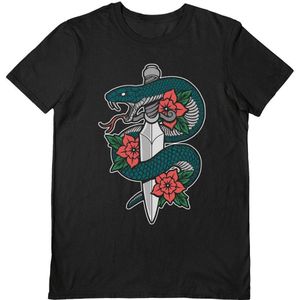 Deniart Unisex Volwassen Slang & Dolk II T-Shirt (S) (Zwart)