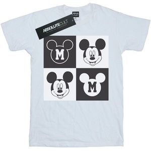 Disney Womens/Ladies Mickey Mouse Smiling Squares Cotton Boyfriend T-Shirt