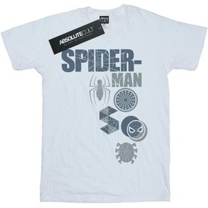 Marvel Heren Spider-Man Badges T-Shirt (L) (Wit)