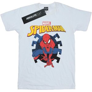 Marvel Meisjes Spider-Man Web Shooting Emblem Logo Katoenen T-Shirt (140-146) (Wit)