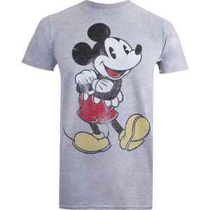 Disney Heren Mickey Mouse Vintage Heather T-shirt (L) (Sportgrijs)