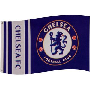 Chelsea FC Wordmark Stripes Vlag  (Blauw)