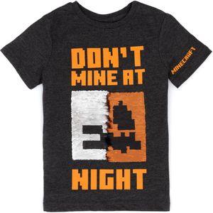 Minecraft Childrens/Kids Don't Mine At Night Sequin Flip T-shirt (146) (Zwart/Oranje)