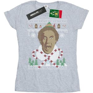 Elf Dames/Dames Kerst Fair Isle Katoenen T-Shirt (XXL) (Sportgrijs)