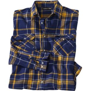 Atlas For Men Heren geruit Flannel Shirt (3XL) (Marine/Oker)