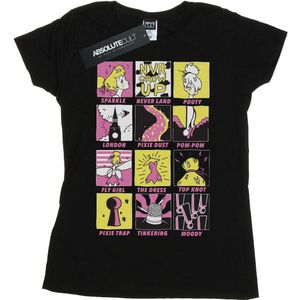 Disney Dames/Dames Tinkerbell vierkantjes katoen T-shirt (L) (Zwart)