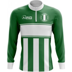 Nigeria Concept Football Half Zip Midlayer Top (Green-White)