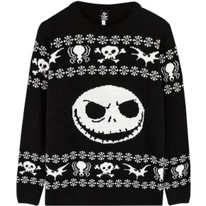 Nightmare Before Christmas Unisex gebreide trui van Jack Skellington voor volwassenen (L) (Zwart/Wit)