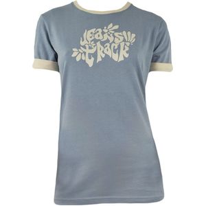 Ringer Blue Organic Cotton T-Shirt woman
