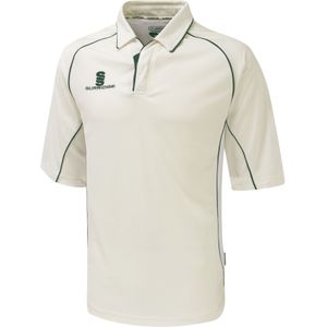 Surridge Jongens Sport Premier Shirt 3/4 Polo Shirt (LB) (Wit/Groene versiering)