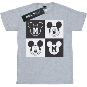 Disney Heren Mickey Mouse Lachende Vierkantjes T-Shirt (XL) (Sportgrijs)