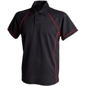 Finden & Hales Heren Piped Performance Sport Polo Shirt (XL) (Zwart/Rood)