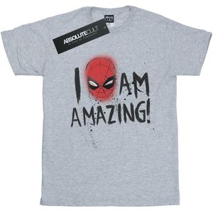 Marvel Dames/Dames Spider-Man I Am Amazing Katoenen Vriendje T-shirt (XXL) (Sportgrijs)