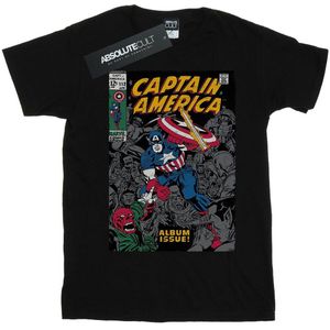Marvel Dames/Dames Captain America Album Issue Cover Katoenen Vriendje T-shirt (S) (Zwart)