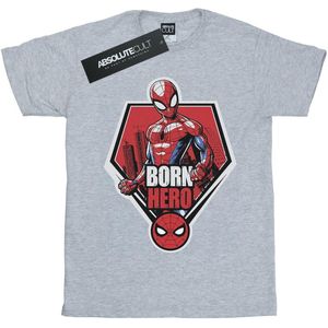 Marvel Jongens Spider-Man Geboren Held T-Shirt (128) (Sportgrijs)