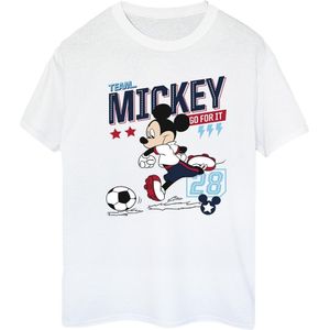 Disney Dames/Dames Mickey Mouse Team Mickey Voetbal Katoenen Vriendje T-shirt (S) (Wit)