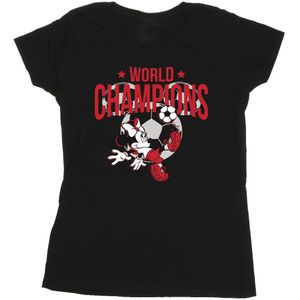 Disney Dames/Dames Minnie Mouse Wereldkampioen Katoenen T-Shirt (XXL) (Zwart)