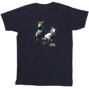 Marvel Heren Thor Liefde en Donder Toothgnasher Vlammen T-Shirt (L) (Marineblauw)