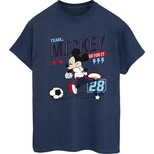 Disney Dames/Dames Mickey Mouse Team Mickey Voetbal Katoenen Vriendje T-shirt (XXL) (Marineblauw)