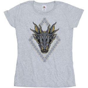 Game Of Thrones: House Of The Dragon Dames/Dames Drakenpatroon Katoenen T-Shirt (XL) (Sportgrijs)