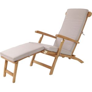 AXI Costa ligstoel van Teak Hout met Kussen | Lounger Deckchair / Tuinligstoel verstelbaar in 4 standen | Zonnebed / Ligbed voor buiten / tuin