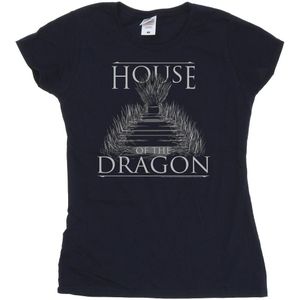 Game Of Thrones: House Of The Dragon Dames/Dames Troon Tekst Katoenen T-Shirt (XXL) (Marineblauw)