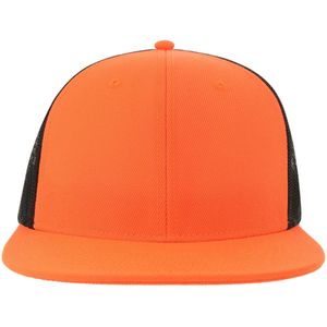 Atlantis Mesh 6-paneel Trucker-cap voor volwassenen  (Oranje/zwart)