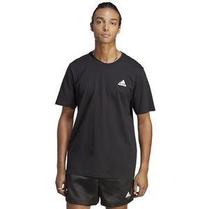 Adidas Essentials single jersey geborduurd klein logo, heren T-shirt met korte mouwen, zwart (zwart), L