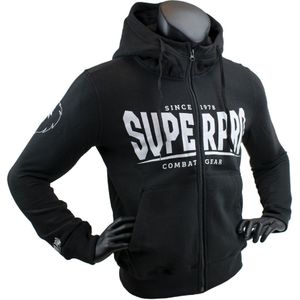 Super Pro Hoody met Rits S.P. Logo Zwart/Wit - S