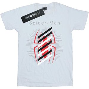 Marvel Jongens Spider-Man Logo gestreept T-shirt (128) (Wit)