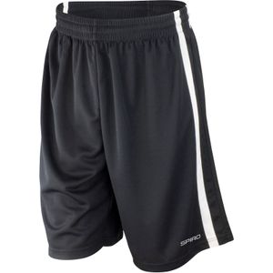 Spiro Heren Quick Dry Basketbal Shorts (XL) (Zwart/Wit)