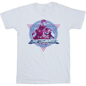Marvel Jongens Thor Liefde en Donder Neon Badge T-Shirt (128) (Wit)