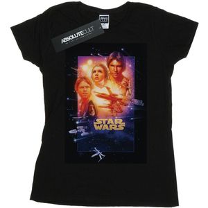 Star Wars Dames/Dames Episode IV Movie Poster Katoenen T-Shirt (S) (Zwart)