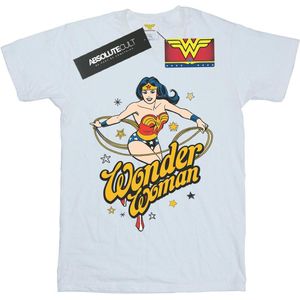 DC Comics Dames/Dames Wonder Woman Sterren Katoenen Vriendje T-shirt (L) (Wit)