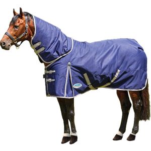 Weatherbeeta Comfitec Essential Plus Afneembare Hals Lichtgewicht Paarden Overgooideken (122cm) (Marine / Zilver / Rood)