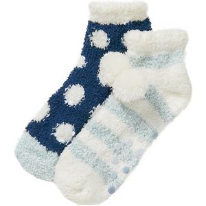 Apollo - Lage bedsokken - Bedsokken dames - Blauw - One Size - Slaapsokken - Warme sokken dames - Winter sokken - Fluffy sokken
