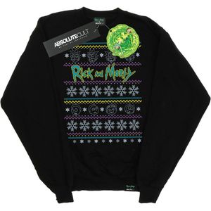 Rick And Morty Dames/Dames Kerstgezichten Sweatshirt (S) (Zwart)