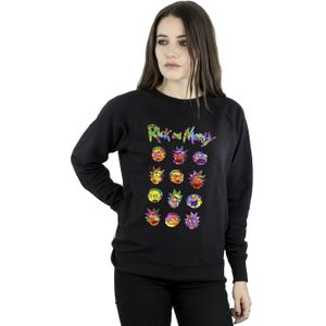 Rick And Morty Dames/Dames Tie Dye Gezichten Sweatshirt (S) (Zwart)
