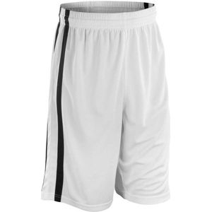 Spiro Heren Quick Dry Basketbal Shorts (XL) (Wit/zwart)
