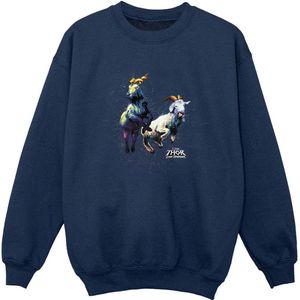 Marvel Jongens Thor Love And Thunder Toothgnasher Flames Sweatshirt (116) (Marineblauw)